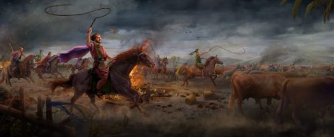 الشيطان يُجرّب أيُّوب للمرة الأولى (سرقة ماشيته والبلوى التي تحلّ بأبنائه)